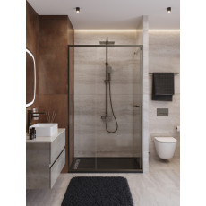 Душевая дверь Cezares LUX-B-FS-11-130-C-GM, 130х195, профиль оружейная сталь, стекло прозрачное