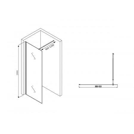Душевая перегородка ABBER Immer Offen AG61090B Душевая перегородка ABBER Immer Offen AG61090B