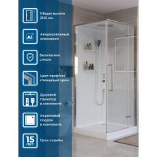 Душевая кабина BelBagno UNO-CAB-A-1-90-C-Cr-Bi-TOP-R, правосторонняя