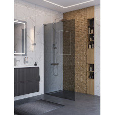 Душевая перегородка BelBagno UNO-L-1-TB-100-GR-Cr профиль хром, стекло серое