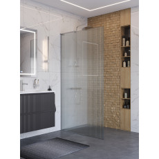 Душевая перегородка BelBagno UNO-L-1-TB-100-FL-Cr профиль хром, стекло  рифленое FLUTTO