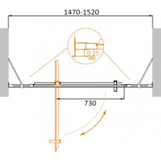 Дверь в проём Cezares MOLVENO-BA-12-100+50-C-Cr-IV 150х195, профиль хром, стекло прозрачное