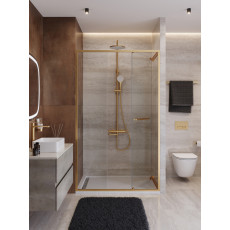 Душевая дверь Cezares LUX-B-FS-11-120-C-BORO, 120х195, профиль брашированное золото, стекло прозрачное
