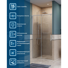 Душевая дверь шириной 110см BelBagno SOFT_CLOSE-1-BF-1-110-C-Cr профиль хром, стекло прозрачное
