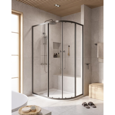 Душевой уголок Cezares RELAX-304-RH-2-120/90-C-GM, 120х90х200, профиль оружейная сталь, прозрачное стекло