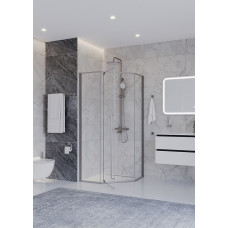Душевой уголок Cezares PLANE-P-1-100-C-IN, 100х100х195, профиль сатин, стекло прозрачное