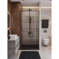 Душевая дверь Cezares LUX-B-FS-1-100-C-GM, 100х195, профиль оружейная сталь, стекло прозрачное