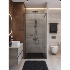 Душевая дверь Cezares LUX-B-FS-1-100-C-GM, 100х195, профиль оружейная сталь, стекло прозрачное