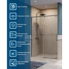 Душевая дверь шириной 160см BelBagno SOFT_CLOSE-1-BF-1-160-C-GM профиль оружейная сталь, стекло прозрачное