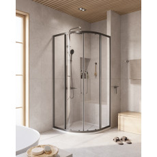 Душевой уголок Cezares RELAX-304-R-2-90-C-GM, 90х90х200, профиль оружейная сталь, прозрачное стекло