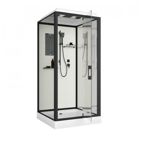 Душевая кабина Niagara Standart ST100/15Q/BL (100х100х215) квадрат,поддон 15см,распашная,проф.черный,3 места