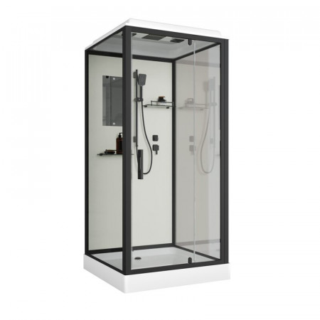 Душевая кабина Niagara Standart ST100/15Q/BL (100х100х215) квадрат,поддон 15см,распашная,проф.черный,3 места
