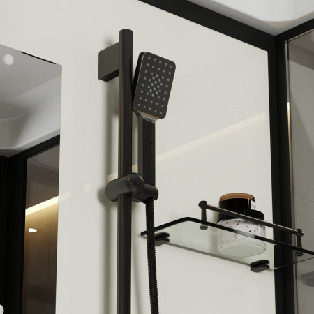 Душевая кабина Niagara Standart ST100/15Q/BL (100х100х215) квадрат,поддон 15см,распашная,проф.черный,3 места