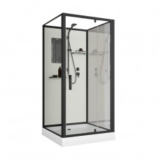 Душевая кабина Niagara Standart ST100/15Q/BL/BK (100х100х200) квадрат,поддон 15см,распашная,проф.черный,без крыши,3 места