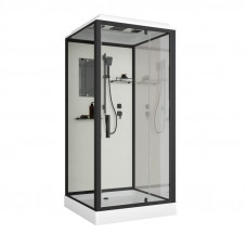 Душевая кабина Niagara Standart ST90/15Q/BL (90х90х215) квадрат,поддон 15см,распашная,проф.черный,3 места