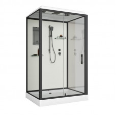 Душевая кабина Niagara Standart ST100/80/15Q/BL (100х80х215) прямоугольник,поддон 15см,распашная,проф.черный,3 места