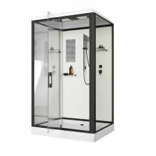 Душевая кабина Niagara Standart ST100/80/15Q/BL (100х80х215) прямоугольник,поддон 15см,распашная,проф.черный,3 места