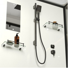Душевая кабина Niagara Standart ST100/80/15Q/BL (100х80х215) прямоугольник,поддон 15см,распашная,проф.черный,3 места