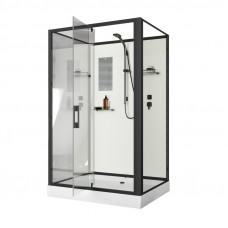 Душевая кабина Niagara Standart ST100/80/15Q/BL/BK (100х80х200) прямоугольник,поддон 15см,распашная,проф.черный,без крыши,3 места