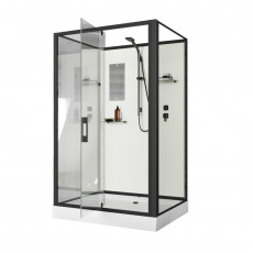 Душевая кабина Niagara Standart ST100/80/15Q/BL/BK (100х80х200) прямоугольник,поддон 15см,распашная,проф.черный,без крыши,3 места