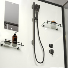 Душевая кабина Niagara Standart ST100/80/15Q/BL/BK (100х80х200) прямоугольник,поддон 15см,распашная,проф.черный,без крыши,3 места