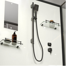 Душевая кабина Niagara Standart ST100/80/15Q/BL/BK (100х80х200) прямоугольник,поддон 15см,распашная,проф.черный,без крыши,3 места