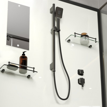 Душевая кабина Niagara Standart ST100/80/15Q/BL/BK (100х80х200) прямоугольник,поддон 15см,распашная,проф.черный,без крыши,3 места