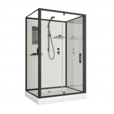 Душевая кабина Niagara Standart ST120/90/15Q/BL/BK (120х90х200) прямоугольник,поддон 15см,распашная,проф.черный,без крыши,3 места