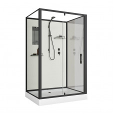 Душевая кабина Niagara Standart ST120/90/15Q/BL/BK (120х90х200) прямоугольник,поддон 15см,распашная,проф.черный,без крыши,3 места