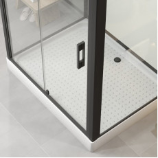 Душевая кабина Niagara Standart ST120/90/15Q/BL/BK (120х90х200) прямоугольник,поддон 15см,распашная,проф.черный,без крыши,3 места