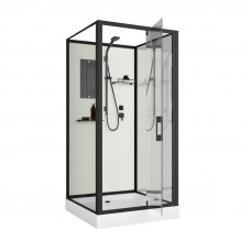 Душевая кабина Niagara Standart ST80/15Q/BL/BK (80х80х200) квадрат,поддон 15см,распашная,проф.черный,без крыши,3 места