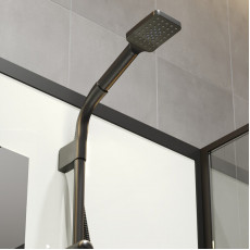 Душевая кабина Niagara Standart ST80/15Q/BL/BK (80х80х200) квадрат,поддон 15см,распашная,проф.черный,без крыши,3 места