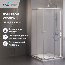 Душевой уголок квадратный, раздвижной с угла - TN-206-J (Прозрачное, 900x900)