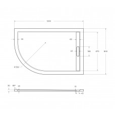 Поддон из искусственного мрамора 120х80 правосторонний CEZARES TRAY-AS-RH-120/80-30-W-R без сифона