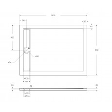 Акриловый поддон 120х90 BelBagno TRAY-BB-DUE-AH-120/90-4-W0 без сифона