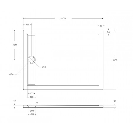 Акриловый поддон 120х90 BelBagno TRAY-BB-DUE-AH-120/90-4-W0 без сифона