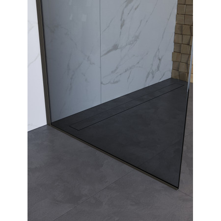 Душевая перегородка BelBagno UNO-L-1-TB-100-GR-GM профиль оружейная сталь, стекло серое