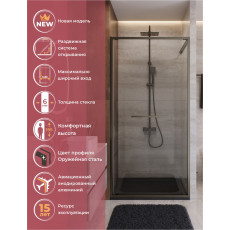 Душевая дверь Cezares LUX-B-FS-1-90-C-GM, 90х195, профиль оружейная сталь, стекло прозрачное