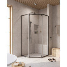 Душевой уголок Cezares RELAX-304-P-1-100-C-GM, 100х100х200, профиль оружейная сталь, прозрачное стекло