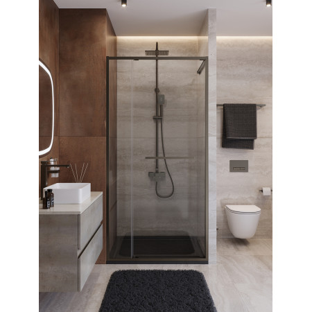 Душевая дверь Cezares LUX-B-FS-11-100-C-GM, 100х195, профиль оружейная сталь, стекло прозрачное Душевая дверь Cezares LUX-B-FS-11-100-C-GM, 100х195, профиль оружейная сталь, стекло прозрачное