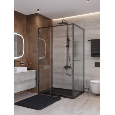 Душевой уголок Cezares LUX-AH-FS-11-120/100-C-GM, 120х100х195, профиль оружейная сталь, стекло прозрачное
