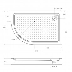 Поддон акриловый 120х80 правосторонний Cezares TRAY-A-RH-120/80-550-15-W-R с сифоном