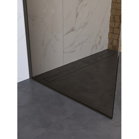 Душевая перегородка BelBagno UNO-L-1-TB-100-BR-GM профиль оружейная сталь, стекло бронза