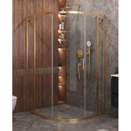 Душевой уголок Cezares MOLVENO-RH-11-120/110-C-Cr-IV, 120х110х195, профиль брашированное золото, прозрачное стекло
