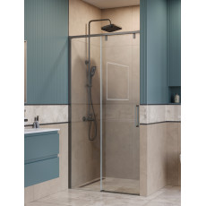 Душевая дверь шириной 100см BelBagno SOFT_CLOSE-1-BF-1-100-C-GM профиль оружейная сталь, стекло прозрачное