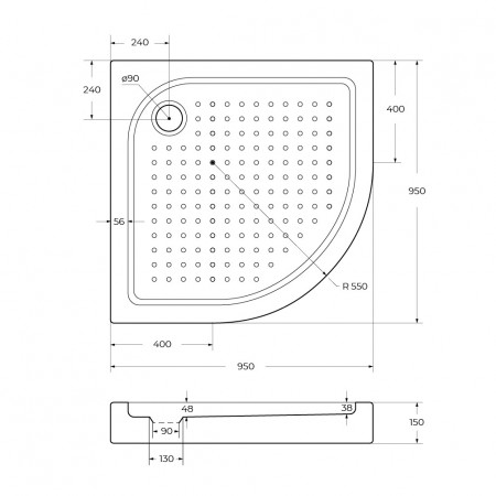 Акриловый поддон 95х95 BelBagno TRAY-BB-R-95-550-15-W с сифоном Акриловый поддон 95х95 BelBagno TRAY-BB-R-95-550-15-W с сифоном