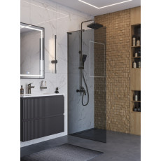 Душевая перегородка BelBagno UNO-L-1-TB-90-GR-GM профиль оружейная сталь, стекло серое