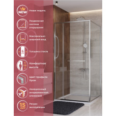 Душевой уголок Cezares LUX-AH-FS-11-100/80-C-CR, 100х80х195, профиль хром, стекло прозрачное