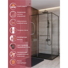 Душевой уголок Cezares LUX-AH-FS-11-120/100-C-GM, 120х100х195, профиль оружейная сталь, стекло прозрачное