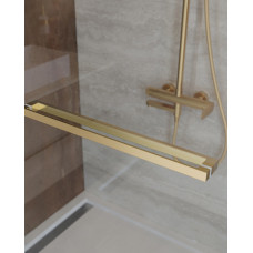 Душевая дверь Cezares LUX-B-FS-1-90-C-BORO, 90х195, профиль брашированное золото, стекло прозрачное